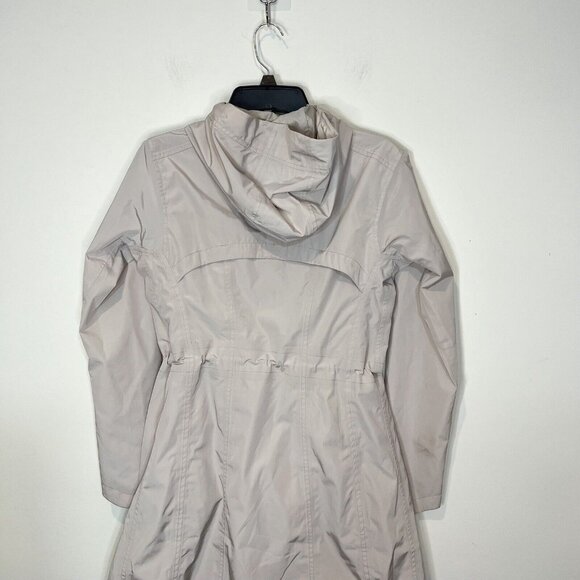 Athleta Hooded Rain Coat Lightweight Beige Longline Jacket ** Flaw ** Size XS - Picture 4 of 13